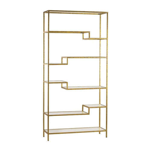 Gold And Mirrored Shelving Unit (351-10209)