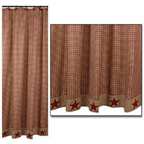 72X72" Burgundy Homespun Star Shower Curtain (Pack Of 3) (61057)