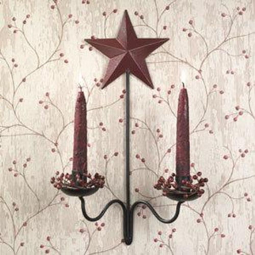 9X16.5" Burgundy Star Double Sconce (Pack Of 7) (65345)