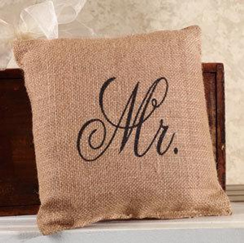 8X8" Small Burlap Mr. Pillow (Pack Of 15) (80547)