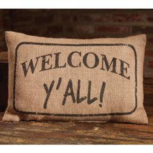 12X8" Burlap Welcome Y'All Pillow (Pack Of 9) (83613)