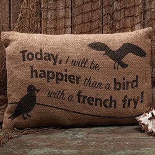 12X8" Burlap Bird/French Fry Pillow (Pack Of 9) (83616)