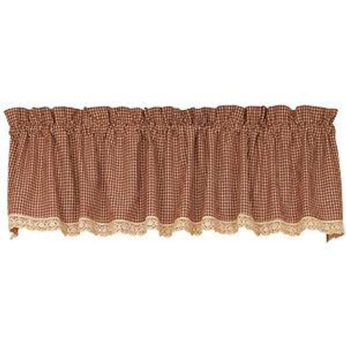 72X14" Burgundy Granny'S Check Valance (Pack Of 6) (85790)