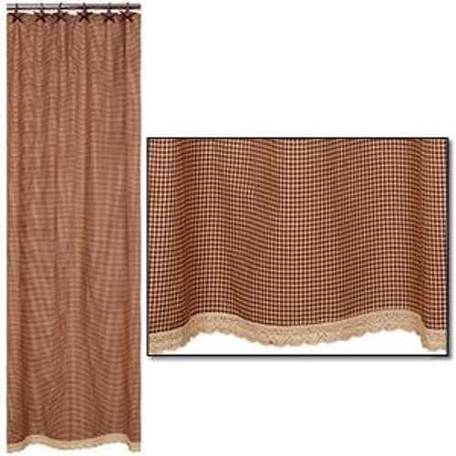 72X72" Burgundy Granny'S Check Shower Curtain (Pack Of 3) (85836)