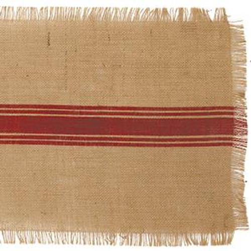 13"X36" 36 In. Red Stripe Burlap Runner (Pack Of 8) (87190)