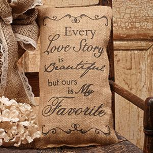 6X12" Small Burlap Love Story Pillow (Pack Of 12) (91583)