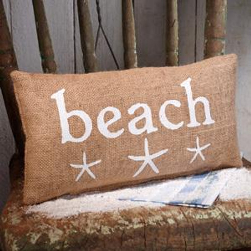 12X6" Small Burlap Beach/Starfish Pillow (Pack Of 12) (92671)