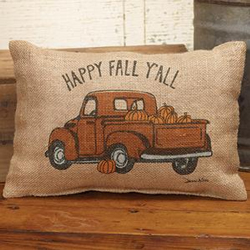 12 X 8" Burlap Happy Fall Truck Pillow (Pack Of 8) (95418)