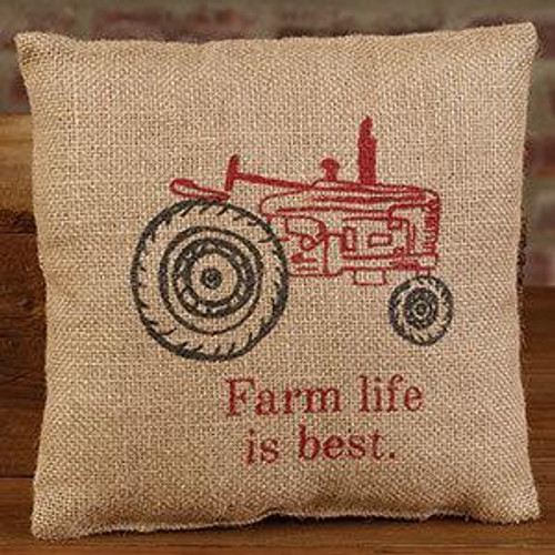8X8" Small Burlap Farm Life Is Best Pillow (Pack Of 13) (97307)