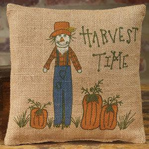 8X8" Small Burlap Harvest Time Pillow (Pack Of 13) (97532)