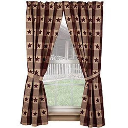 72 X 63" Burgundy Star Check 63" Lined Panels (Pack Of 2) (97572)