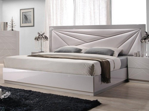Florence King Size White And Taupe Bed