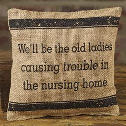 Small Burlap Ladies/Trouble Pillow (Pack Of 13) (98370)