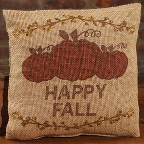 8X8" Small Burlap Happy Fall Pumpkin Pillow (Pack Of 12) (99450)