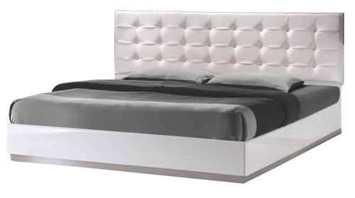 Verona White Lacquer Platform Bed - Queen
