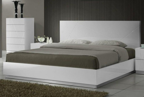 Naples Queen Size Platform Bed - White Lacquer