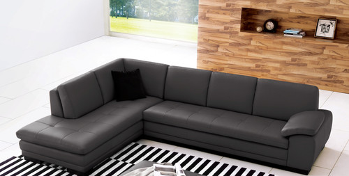 625 Italian Leather Grey Left Hand Facing Sectional