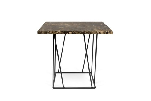 Helix Brown Marble Square Side Table With Black Base 5603449627347