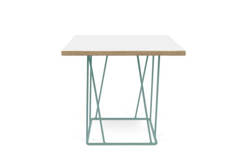 Helix Square Side Table White & Plywood/Sea Green Base 5603449626821