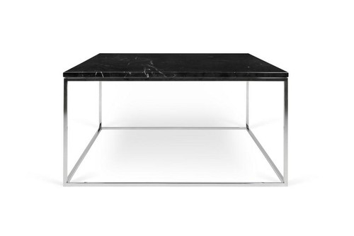 Gleam Square Black Marble Coffee Table With Chrome Base 5603449626203