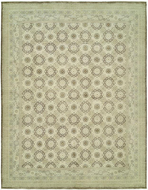 Vogue Nz-2 Ivory - Brown 10'X14' Hand Knotted Wool Rug (10930)