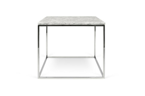 Gleam Square White Marble Side Table With Chrome Base 5603449626081