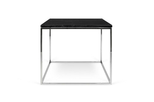 Gleam Square Black Marble Side Table With Chrome Base 5603449626074