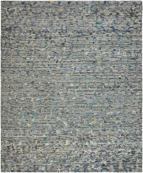 Intrigue In-110 Grey - Blue 10'X14' Hand Knotted Silk & Wool Rug (2000353)
