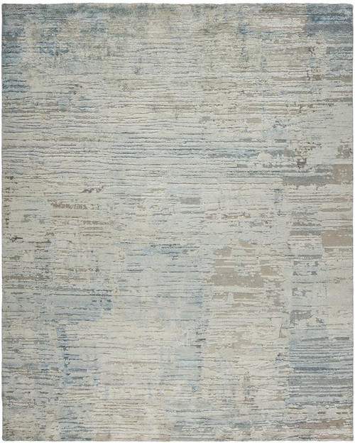 Intrigue In-109 Pearl - Blue 9'X 12' Hand Knotted Silk & Wool Rug (2000315)