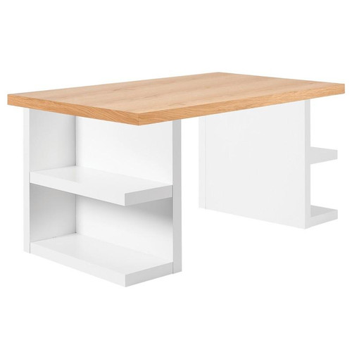 Multi 63" Oak Top Dining Table With White Storage Legs 5603449620188