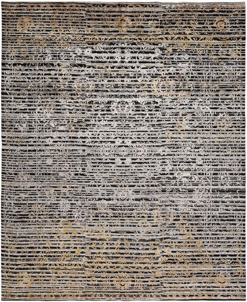Celest Cl-14 Black - Silver 9' X 12' Hand Knotted Wool & Viscose Rug (10830)