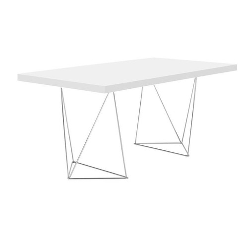 Multi 71'' Top Dining Table With Trestles White/Chrome 5603449611452