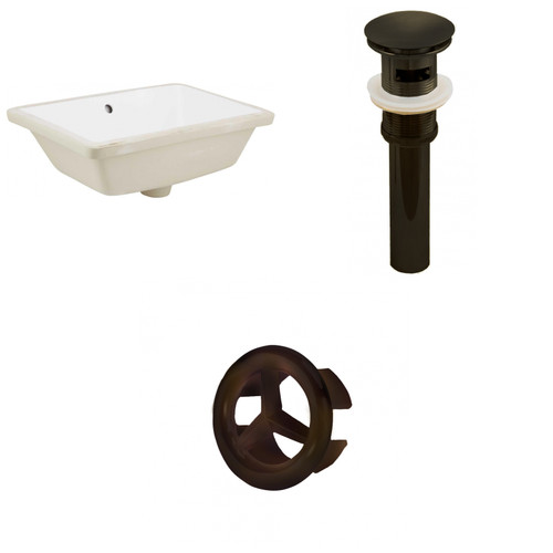 18.25" W Rectangle Undermount Sink Set In White - Oil Rubbed Bronze Hardware - Overflow Drain Included (AI-20580)