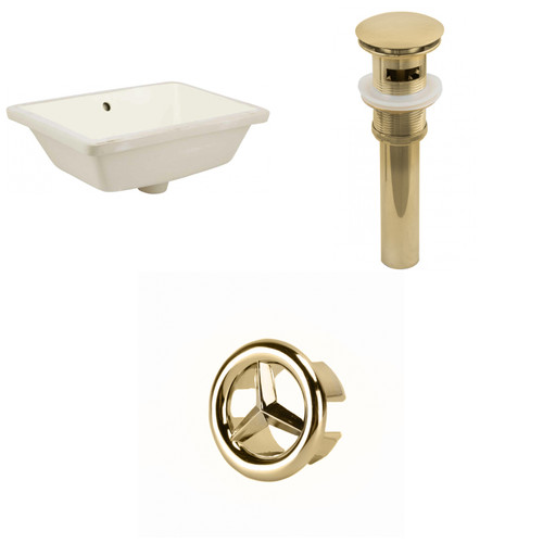 18.25" W Rectangle Undermount Sink Set In Biscuit - Gold Hardware - Overflow Drain Included (AI-20595)