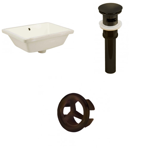 18.25" W Rectangle Undermount Sink Set In Biscuit - Oil Rubbed Bronze Hardware - Overflow Drain Included (AI-20596)