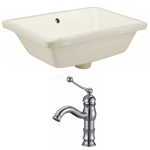 18.25" W Rectangle Undermount Sink Set In Biscuit - Chrome Hardware (AI-22817)