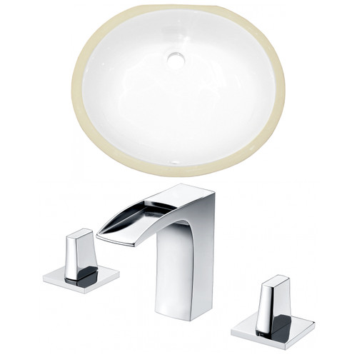 19.5" W CUPC Oval Undermount Sink Set In White - Chrome Hardware (AI-22924)
