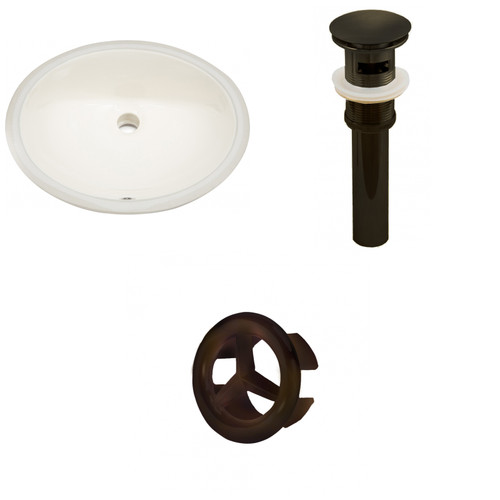 19.5" W CUPC Oval Undermount Sink Set In Biscuit - Oil Rubbed Bronze Hardware - Overflow Drain Included (AI-20636)