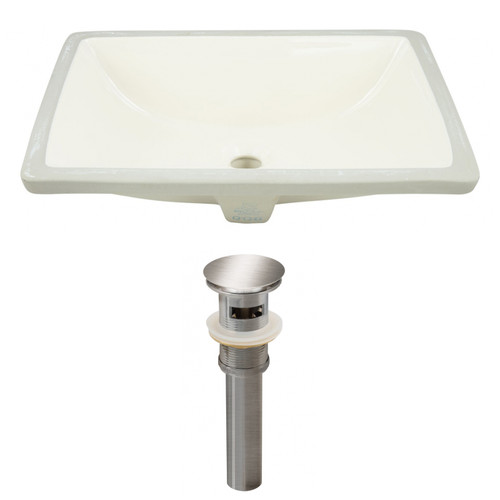 20.75" W Rectangle Undermount Sink Set In Biscuit - Brushed Nickel Hardware - Overflow Drain Included (AI-24799)