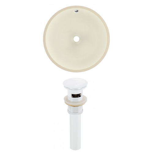 16" W Round Undermount Sink Set In Biscuit - White Hardware - Overflow Drain Included (AI-24820)