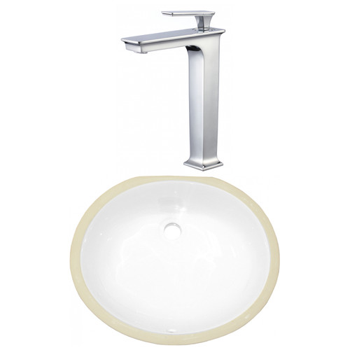 16.5" W CSA Oval Undermount Sink Set In White - Chrome Hardware (AI-23066)