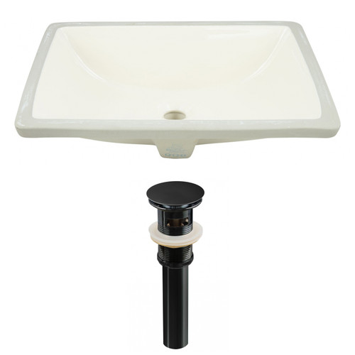20.75" W CSA Rectangle Undermount Sink Set In Biscuit - Black Hardware - Overflow Drain Included (AI-24893)