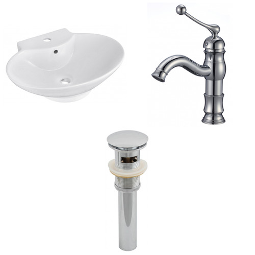 22.75" W Wall Mount White Vessel Set For 1 Hole Center Faucet (AI-26142)