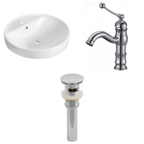 18.25" W Drop In White Vessel Set For 1 Hole Center Faucet (AI-26166)