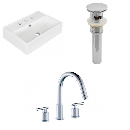 19.75" W Wall Mount White Vessel Set For 3H8" Center Faucet (AI-26220)