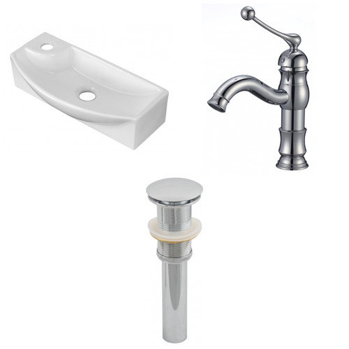 17.75" W Above Counter White Vessel Set For 1 Hole Left Faucet (AI-26252)