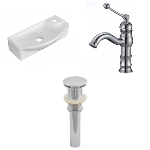 17.75" W Wall Mount White Vessel Set For 1 Hole Right Faucet (AI-26258)