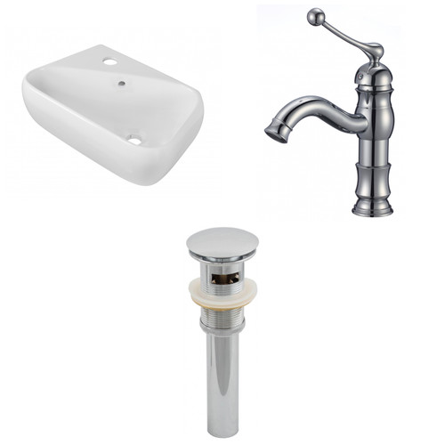 17.5" W Above Counter White Vessel Set For 1 Hole Left Faucet (AI-26264)