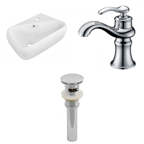 17.5" W Above Counter White Vessel Set For 1 Hole Right Faucet (AI-26272)