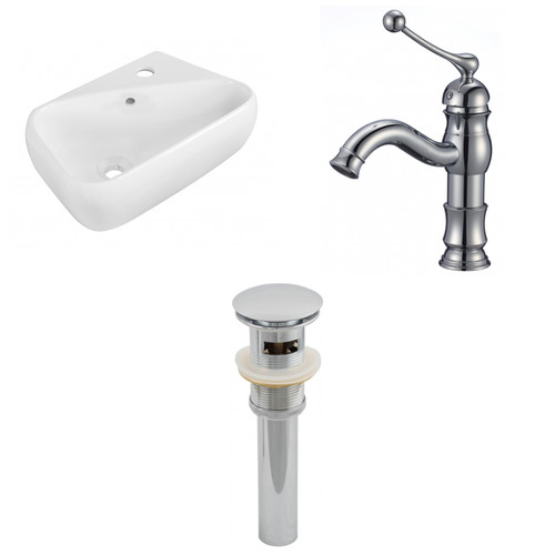 17.5" W Wall Mount White Vessel Set For 1 Hole Right Faucet (AI-26282)